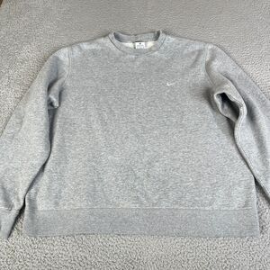 Nike Sweatshirt Mens XL Gray Pullover Fleece Crew Neck Sweater Skater Streetwear